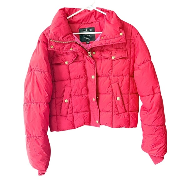 J. Crew Red Signature Primaloft Cropped Puffer Jacket Size S Water Repellent‎ - Picture 3 of 16